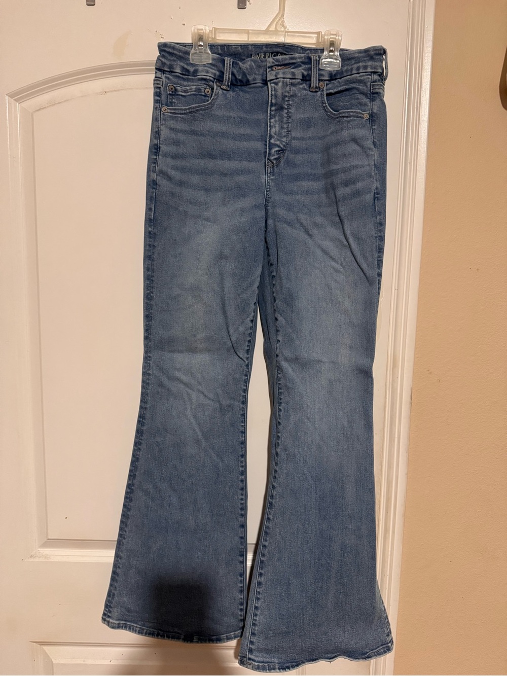 American Eagle Outfitters Medium Blue Super High Rise Flare Jeans